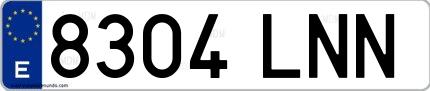 Ejemplo de matrícula española 8304 LNN