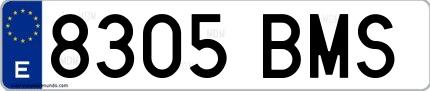 Ejemplo de matrícula española 8305 BMS
