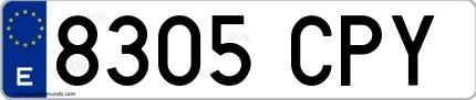 Ejemplo de matrícula española 8305 CPY