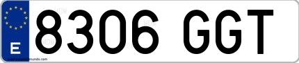 Ejemplo de matrícula española 8306 GGT