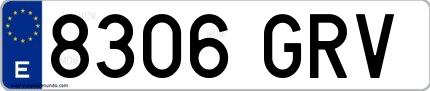 Ejemplo de matrícula española 8306 GRV
