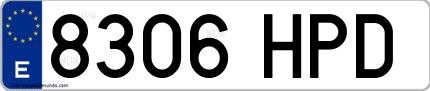 Ejemplo de matrícula española 8306 HPD