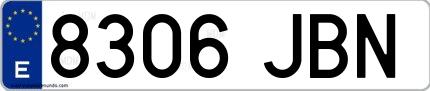 Ejemplo de matrícula española 8306 JBN