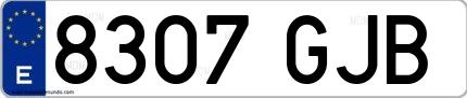 Ejemplo de matrícula española 8307 GJB