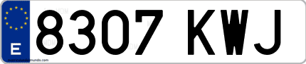 Ejemplo de matrícula de coche ordinaria 8307 KWJ