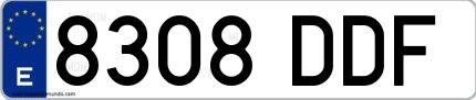 Ejemplo de matrícula española 8308 DDF
