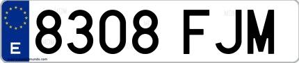 Ejemplo de matrícula española 8308 FJM