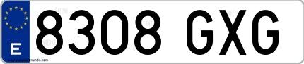 Ejemplo de matrícula española 8308 GXG