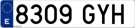 Ejemplo de matrícula española 8309 GYH