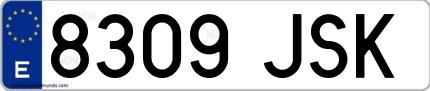 Ejemplo de matrícula española 8309 JSK