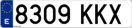 Ejemplo de matrícula española 8309 KKX