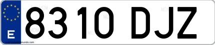 Ejemplo de matrícula española 8310 DJZ