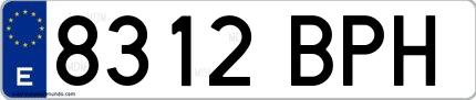Ejemplo de matrícula española 8312 BPH