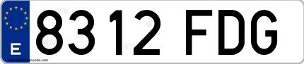 Ejemplo de matrícula española 8312 FDG