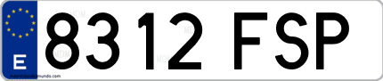 Ejemplo de matrícula de coche ordinaria 8312 FSP