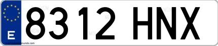 Ejemplo de matrícula española 8312 HNX