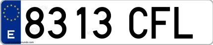 Ejemplo de matrícula española 8313 CFL