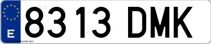 Ejemplo de matrícula española 8313 DMK