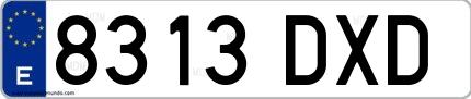 Ejemplo de matrícula española 8313 DXD