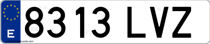 Ejemplo de matrícula de coche ordinaria 8313 LVZ