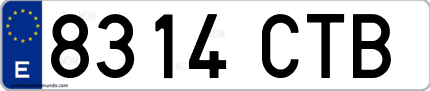 Ejemplo de matrícula de coche ordinaria 8314 CTB