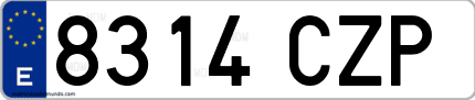 Ejemplo de matrícula de coche ordinaria 8314 CZP
