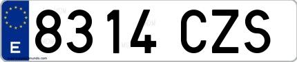 Ejemplo de matrícula española 8314 CZS