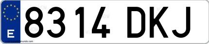 Ejemplo de matrícula española 8314 DKJ