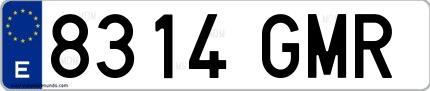 Ejemplo de matrícula de coche ordinaria 8314 GMR