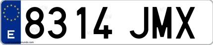 Ejemplo de matrícula española 8314 JMX