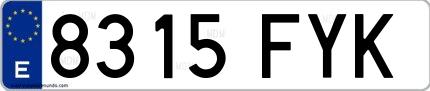 Ejemplo de matrícula española 8315 FYK