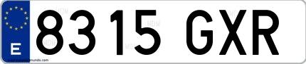 Ejemplo de matrícula española 8315 GXR