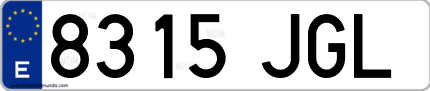 Ejemplo de matrícula de coche ordinaria 8315 JGL