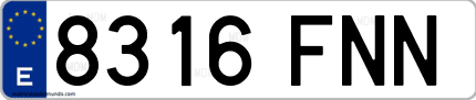 Ejemplo de matrícula de coche ordinaria 8316 FNN