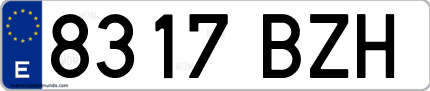 Ejemplo de matrícula de coche ordinaria 8317 BZH
