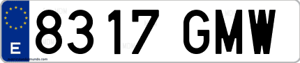 Ejemplo de matrícula de coche ordinaria 8317 GMW
