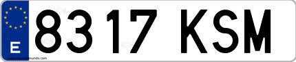 Ejemplo de matrícula de coche ordinaria 8317 KSM
