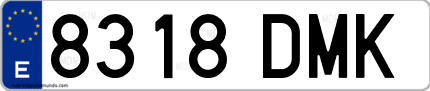 Ejemplo de matrícula de coche ordinaria 8318 DMK