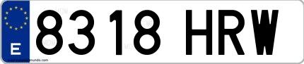 Ejemplo de matrícula española 8318 HRW