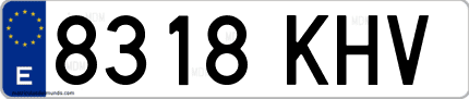 Ejemplo de matrícula de coche ordinaria 8318 KHV