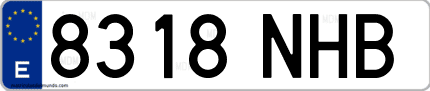 Ejemplo de matrícula de coche ordinaria 8318 NHB