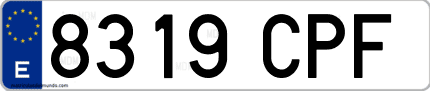 Ejemplo de matrícula de coche ordinaria 8319 CPF
