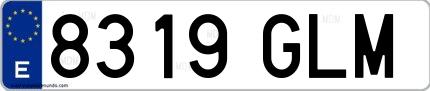 Ejemplo de matrícula de coche ordinaria 8319 GLM