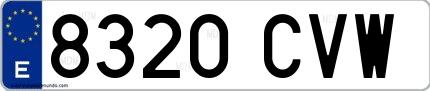 Ejemplo de matrícula española 8320 CVW