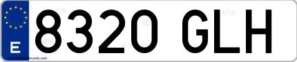 Ejemplo de matrícula española 8320 GLH