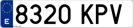 Ejemplo de matrícula de coche ordinaria 8320 KPV