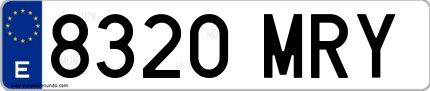 Ejemplo de matrícula española 8320 MRY