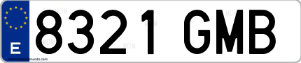 Ejemplo de matrícula de coche ordinaria 8321 GMB