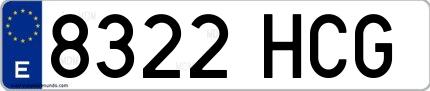 Ejemplo de matrícula española 8322 HCG
