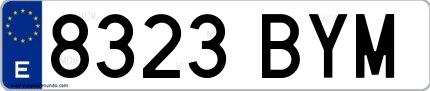 Ejemplo de matrícula española 8323 BYM